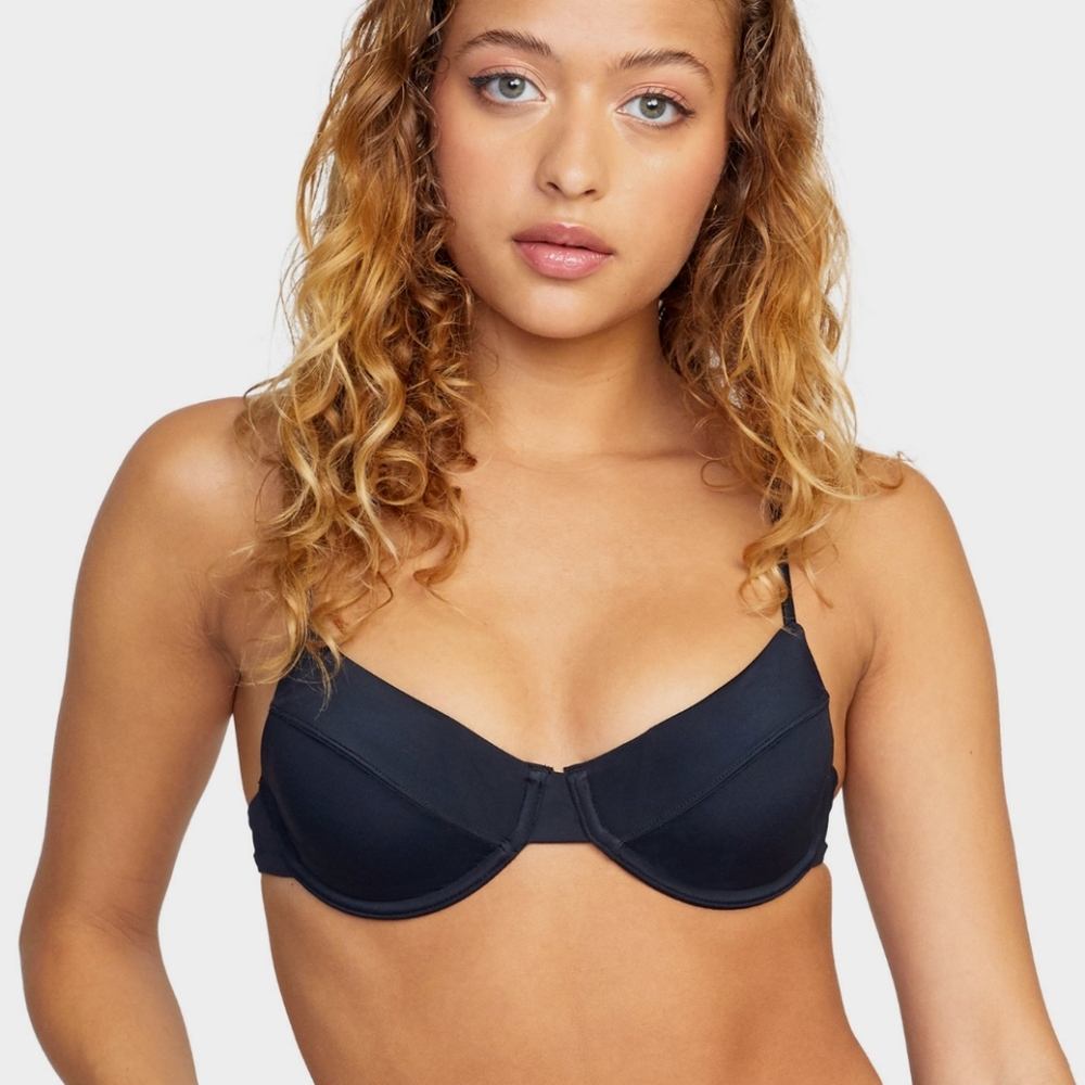 RVCA Solid Underwire Bikini Swimsuit Top - Black